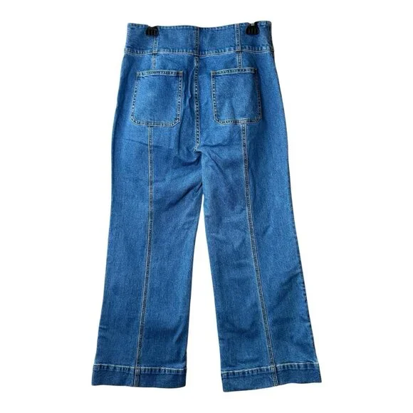 Kate Spade Hight waist Cropped Flare Denim Women’s Blue Pant Cotton Size 30 - Picture 3 of 11